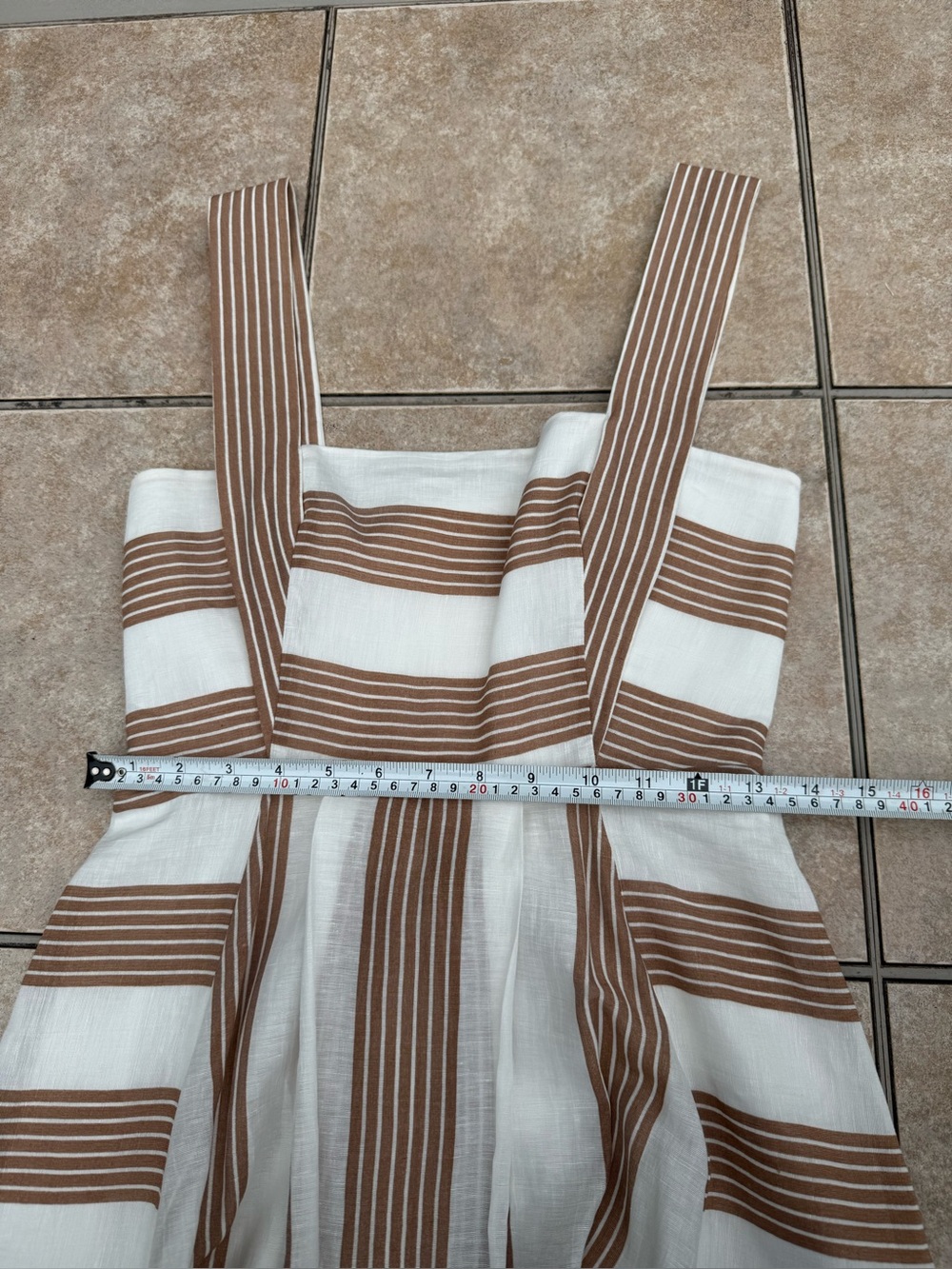 ANTONIO MELANI Cream and Tan Striped Maxi Sundress - Picture 14 of 14